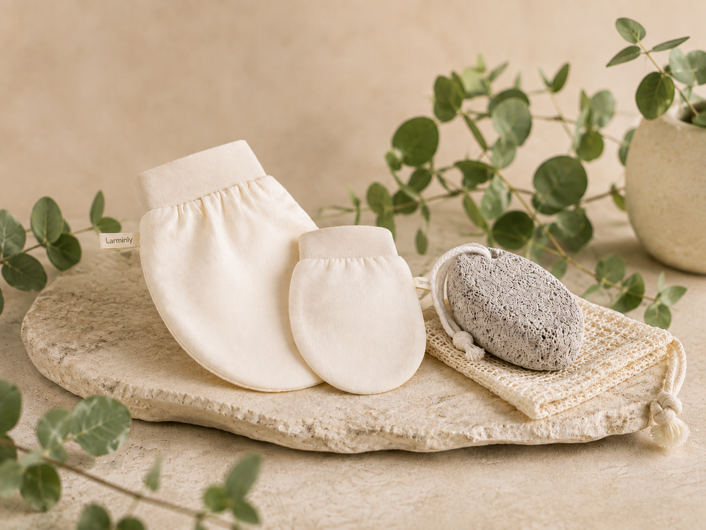 Accessori Larminly per la cura della pelle su tessuto naturale